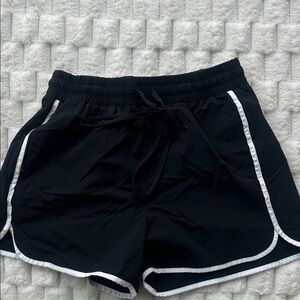 Mono B Black Athletic Shorts with White Trim